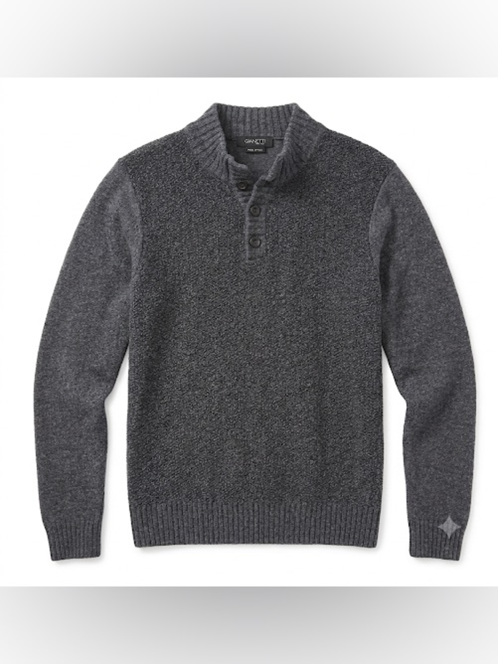 Gray Men's Henley Italy Made Sweater Classic Traditional Size Large Cabincore